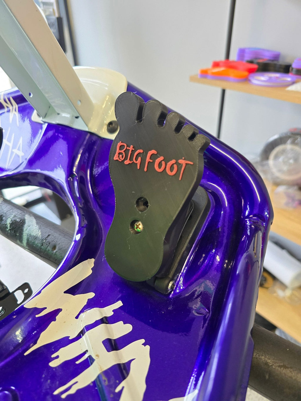 "Big Foot pedal installed on Razor Crazy Cart showing enhanced control surface"