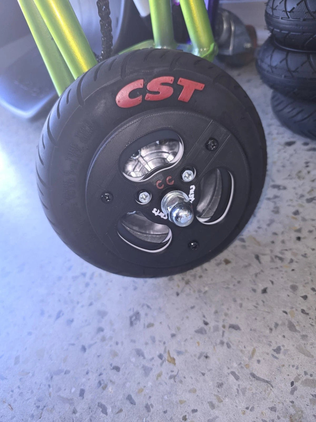 NEW Crazy Cart Front Wheel Complete (V5+) Upgraded Cst Tyre CC Chain Guard - CUSTOM CARTS